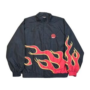 Mac Tools Racing Jacket Vintage 90s Y2K Flame Graphic Zip Up Windbreaker XL